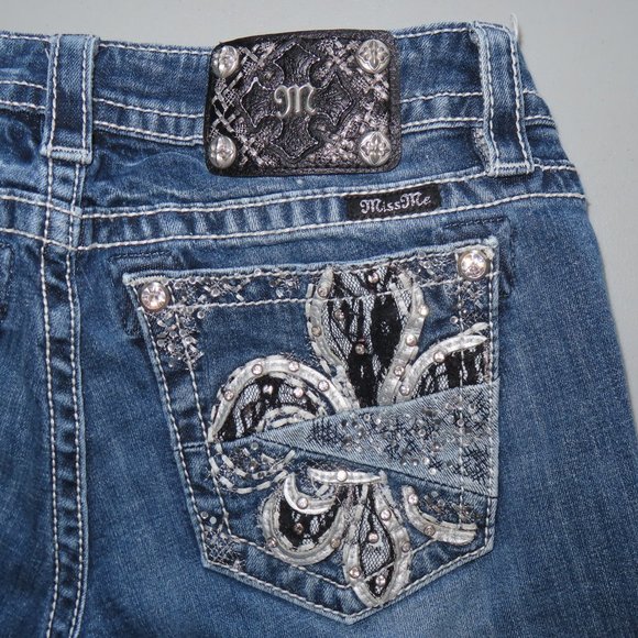 Miss Me Jeans Womens Blue Signature Slim Bootcut Embellished Denim Western sz 28 - Picture 3 of 12